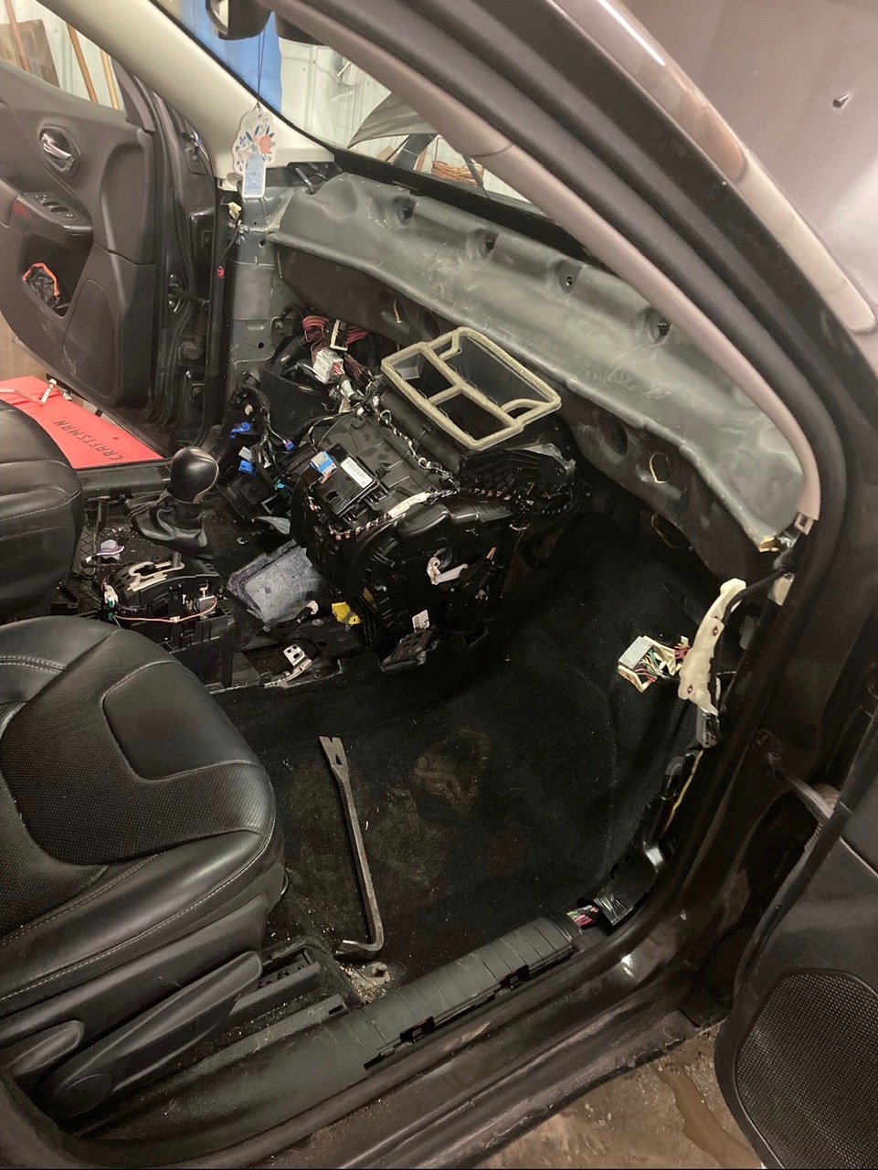 Dashboard removed during HVAC service and repair at Plumb Easy